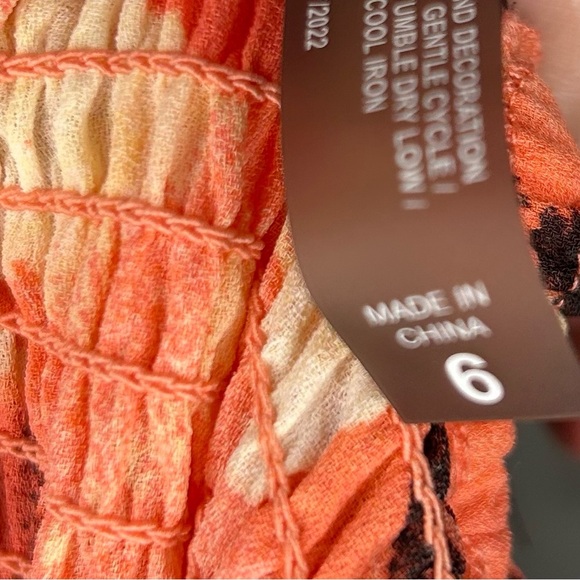 Torrid Off The Shoulder Lace Trim Floral Swim Coverup Mini Dress Coral Size 6 - Picture 6 of 9